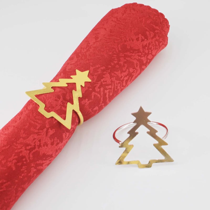 Jõulusalvrätiku rõngad hotellilaua jaoks, plastikust, elektroplaadiga pind, lääne stiil, komplekt 1