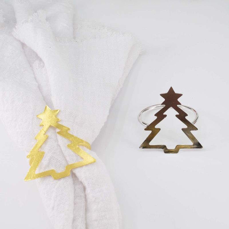 Jõulusalvrätiku rõngad hotellilaua jaoks, plastikust, elektroplaadiga pind, lääne stiil, komplekt 1