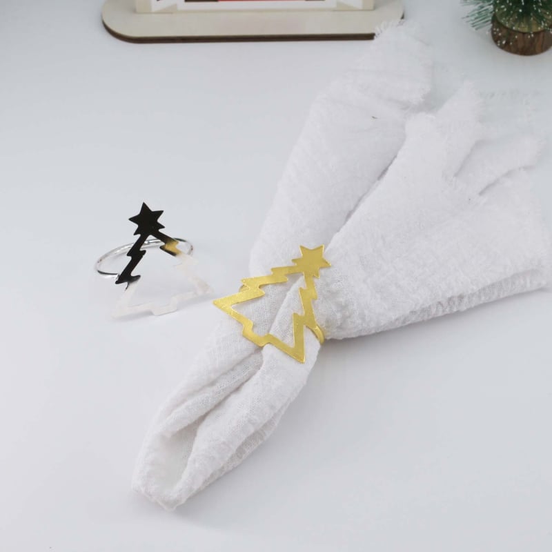 Jõulusalvrätiku rõngad hotellilaua jaoks, plastikust, elektroplaadiga pind, lääne stiil, komplekt 1