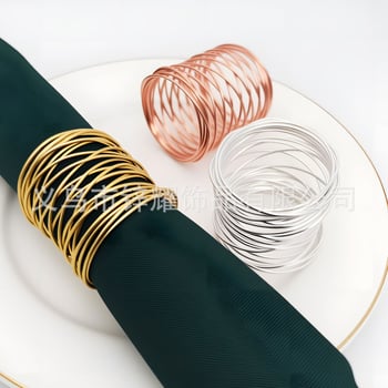 Metallist traadist salvrätiku rõngas - elektroplaaditud, 6-os komplekt, bränd XINYAO, hotellilaua seadistuseks