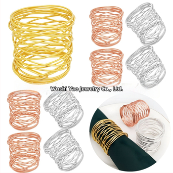 Metallist traadist salvrätiku rõngas - elektroplaaditud, 6-os komplekt, bränd XINYAO, hotellilaua seadistuseks