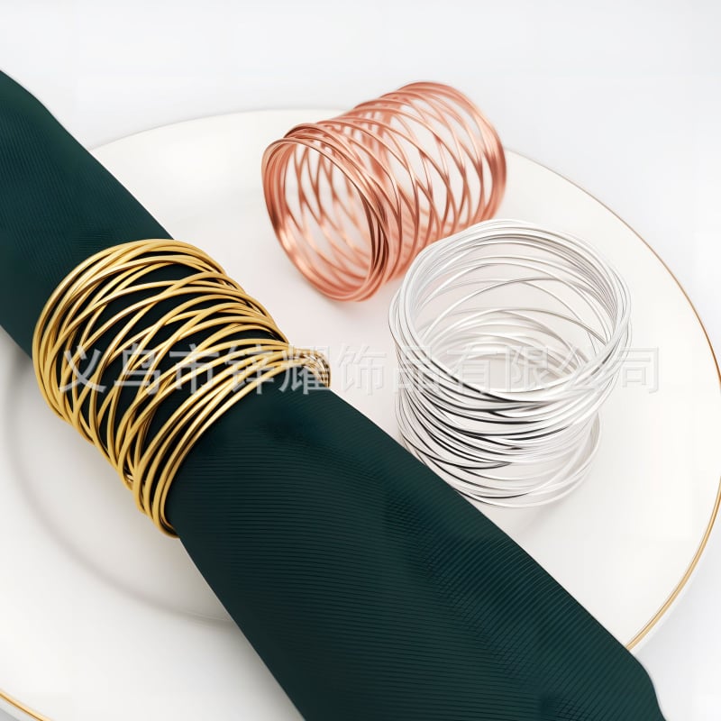 Metallist traadist salvrätiku rõngas - elektroplaaditud, 6-os komplekt, bränd XINYAO, hotellilaua seadistuseks