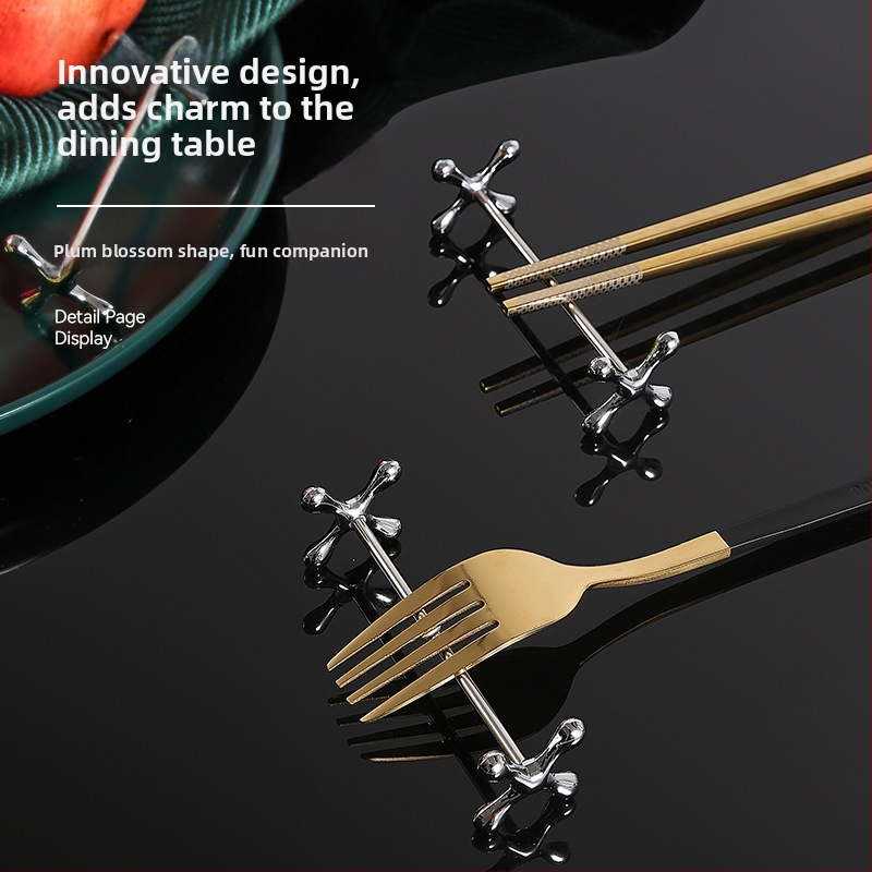 Hotelový kovový držiak na paličky a príbor, zinková zliatina, elektroplakovaný povrch, moderný minimalistický dizajn, značka E-PALACE, 2-dielny set, prispôsobenie k dispozícii