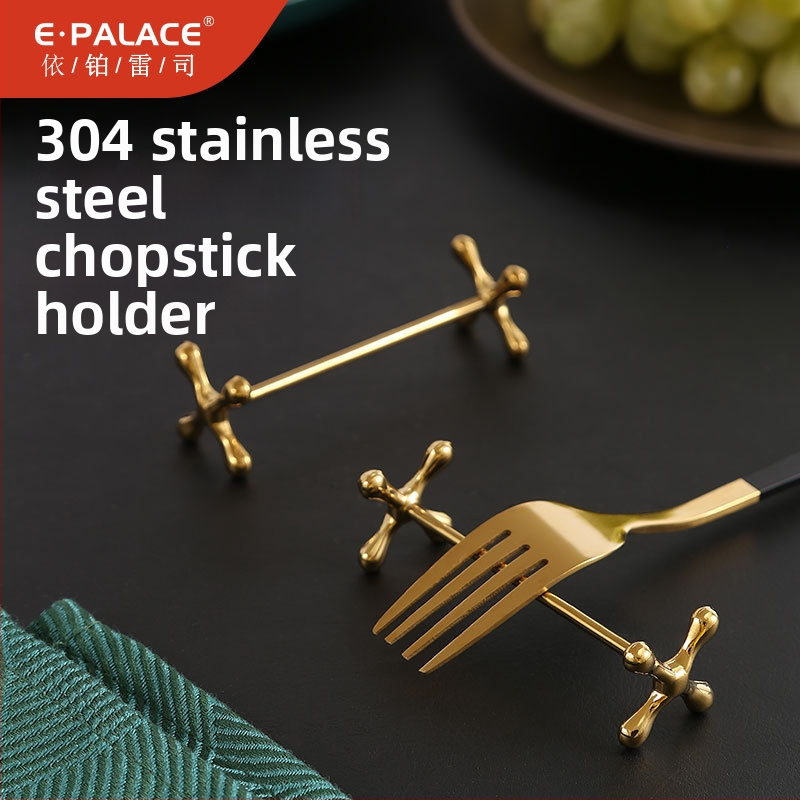Hotelový kovový držiak na paličky a príbor, zinková zliatina, elektroplakovaný povrch, moderný minimalistický dizajn, značka E-PALACE, 2-dielny set, prispôsobenie k dispozícii