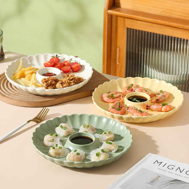 Tanjur za dumplinge, keramički, nepravilni oblik, pod glazurom, Ins stil, mikrovalna sigurna