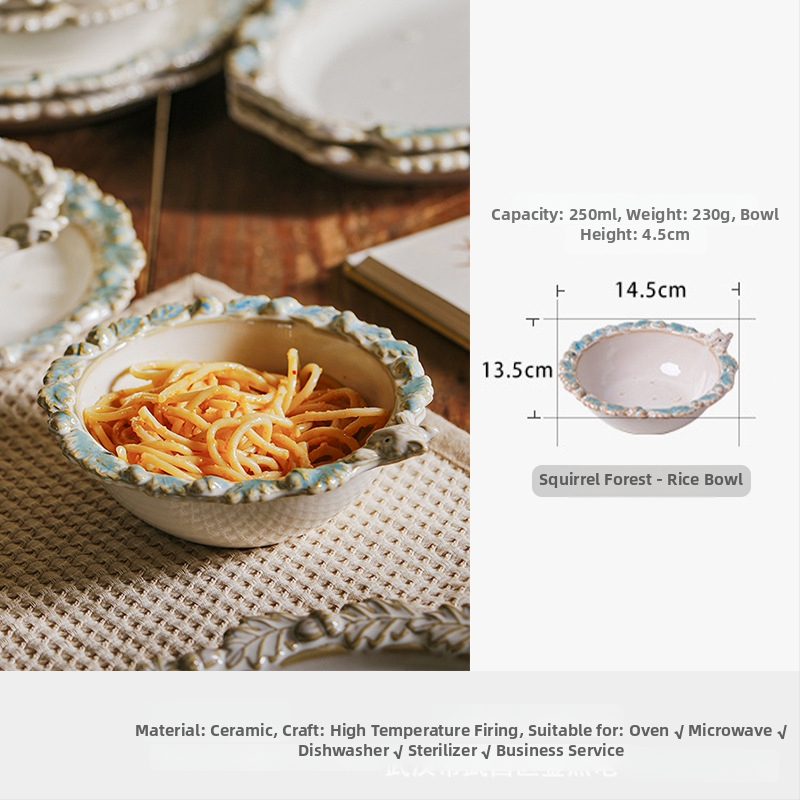 Retro francuska reljefna porcelanska tanjura za večeru sa cvjetnim uzorkom – keramički posuđe za tjesteninu, steak, salatu, desert i rižu