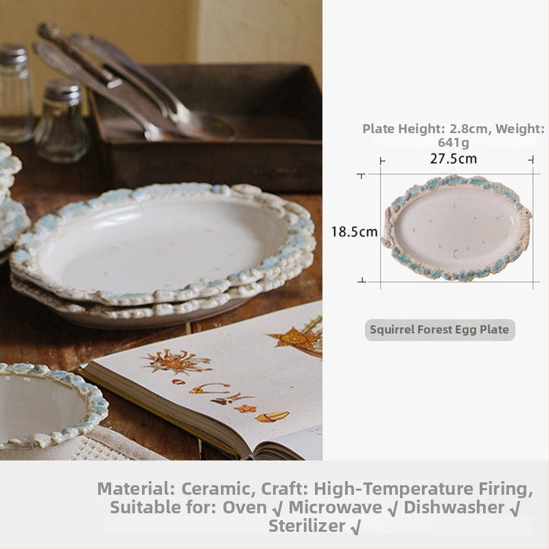 Retro francuska reljefna porcelanska tanjura za večeru sa cvjetnim uzorkom – keramički posuđe za tjesteninu, steak, salatu, desert i rižu