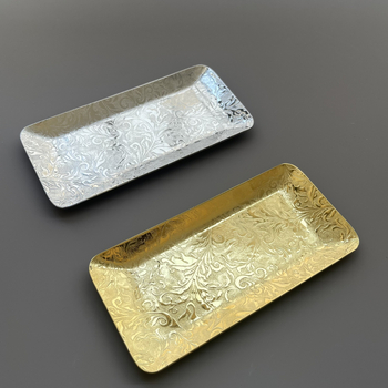 Rostevabast terasest rätikutaldrik hotellidele ja teeruumidele, ruudu kujulises, lillemustriga, elektroplatine viimistlus, Baihao kaubamärk, logotüübi trükk, kohandamine saadaval