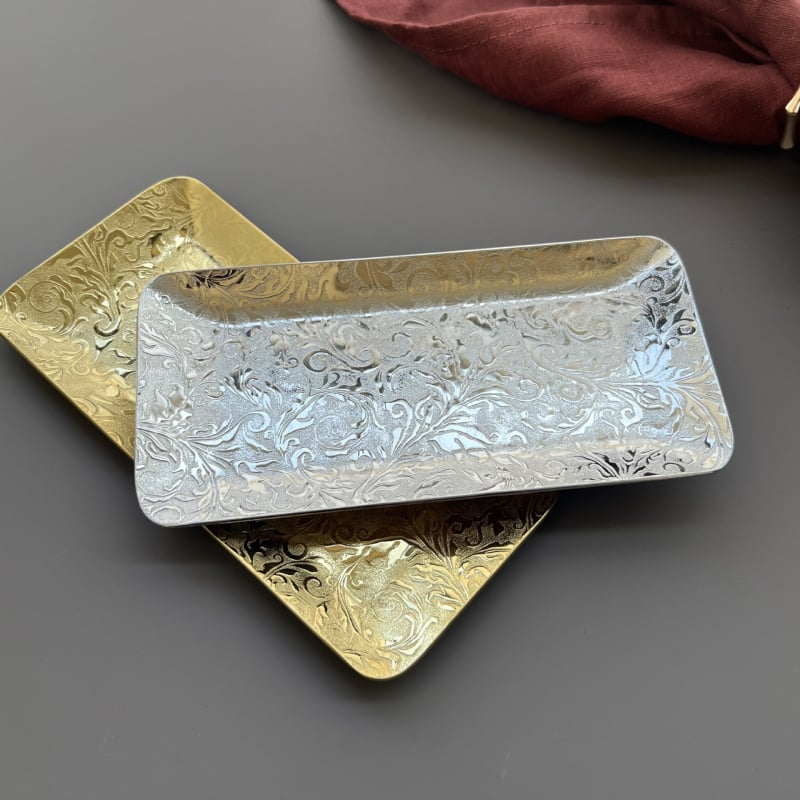 Rostevabast terasest rätikutaldrik hotellidele ja teeruumidele, ruudu kujulises, lillemustriga, elektroplatine viimistlus, Baihao kaubamärk, logotüübi trükk, kohandamine saadaval