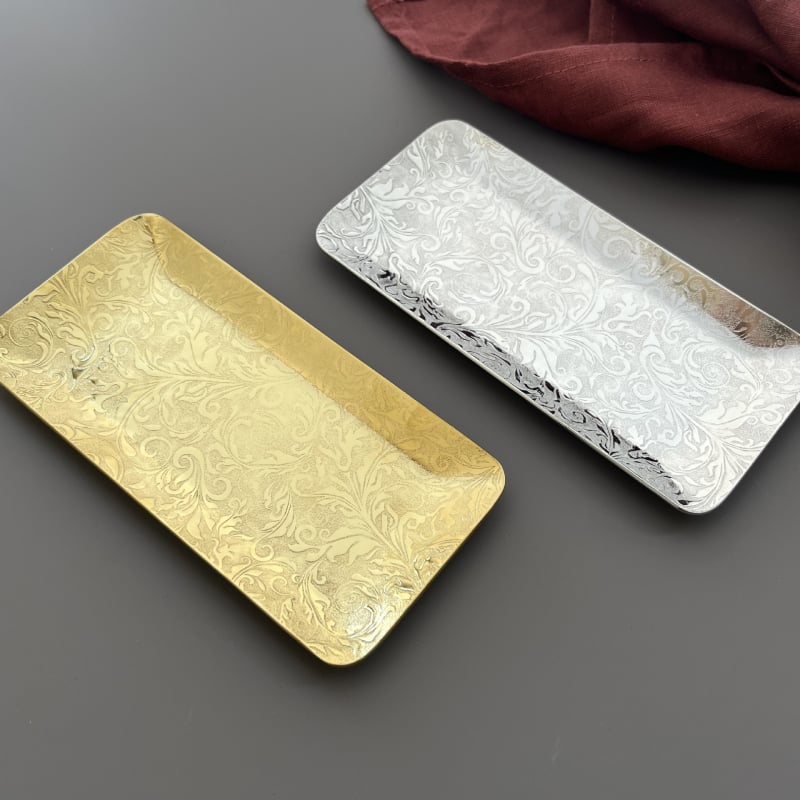 Rostevabast terasest rätikutaldrik hotellidele ja teeruumidele, ruudu kujulises, lillemustriga, elektroplatine viimistlus, Baihao kaubamärk, logotüübi trükk, kohandamine saadaval