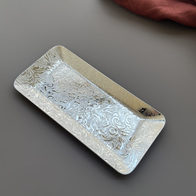 Rostevabast terasest rätikutaldrik hotellidele ja teeruumidele, ruudu kujulises, lillemustriga, elektroplatine viimistlus, Baihao kaubamärk, logotüübi trükk, kohandamine saadaval