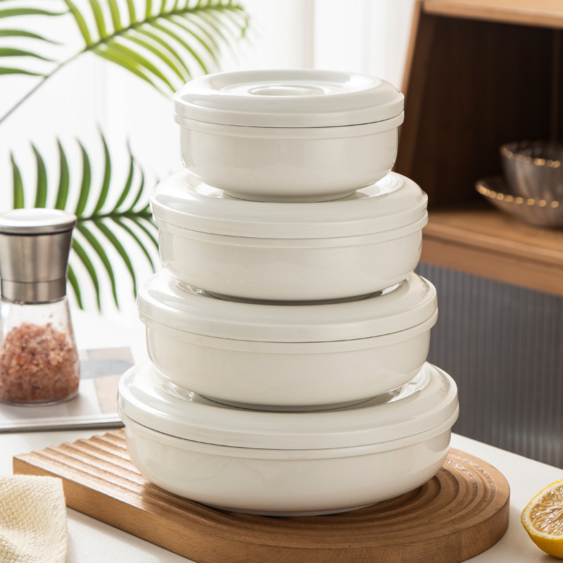 Porcelanska posuda za kuhanje na pari s poklopcem, za jaja, juhe i pareno meso — mikrovalna sigurnost, spremna za poklon, prilagodljiva