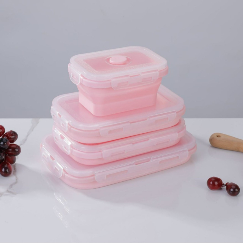 Sklopiva silikon kutija za ručak – mikrovalna sigurna, zapečaćena, prijenosna, set od 24 komada, kapaciteti 301–500 ml, 501–800 ml, 800–1000 ml, 1–2 L, jednodijelna konstrukcija
