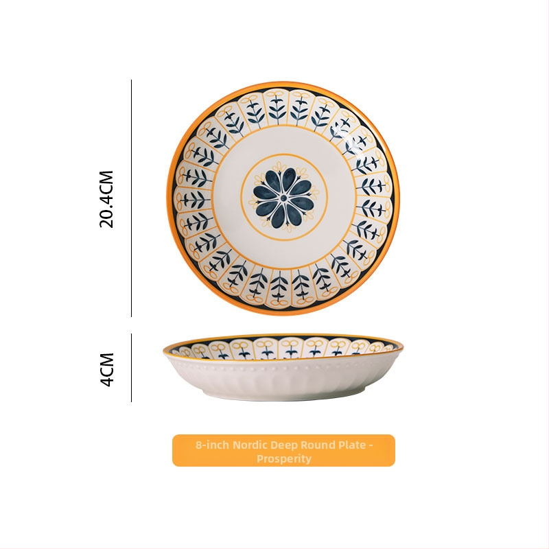 Porcelanski tanjur, kružnog oblika, cvjetni uzorak, podglazurno dekoriranje, pogodno za mikrovalnu