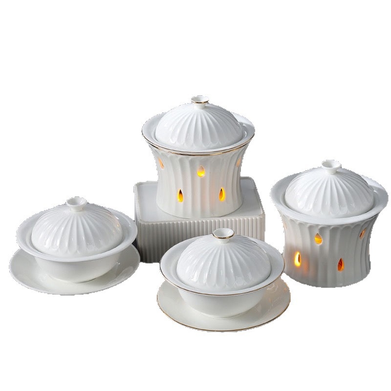 Keraamiline hautamispott küünlaga soojendamiseks - käsitöö, luksuslik lauanõu, sobiv üldiseks kasutamiseks, kohandatav