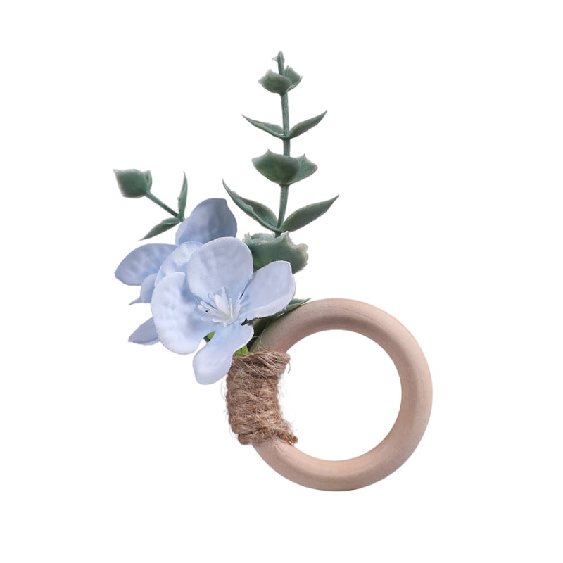 Boheemlaste pulmade salvrätiku rõngad, kunstlikud lehed ja eukalüptus, käsitöö, läänekultuuriline stiil; 6-osaline komplekt