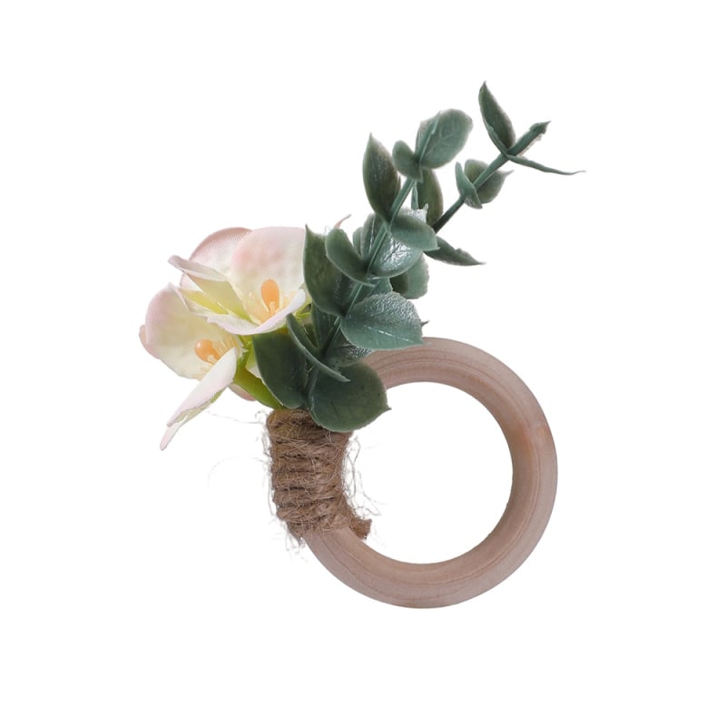 Boheemlaste pulmade salvrätiku rõngad, kunstlikud lehed ja eukalüptus, käsitöö, läänekultuuriline stiil; 6-osaline komplekt