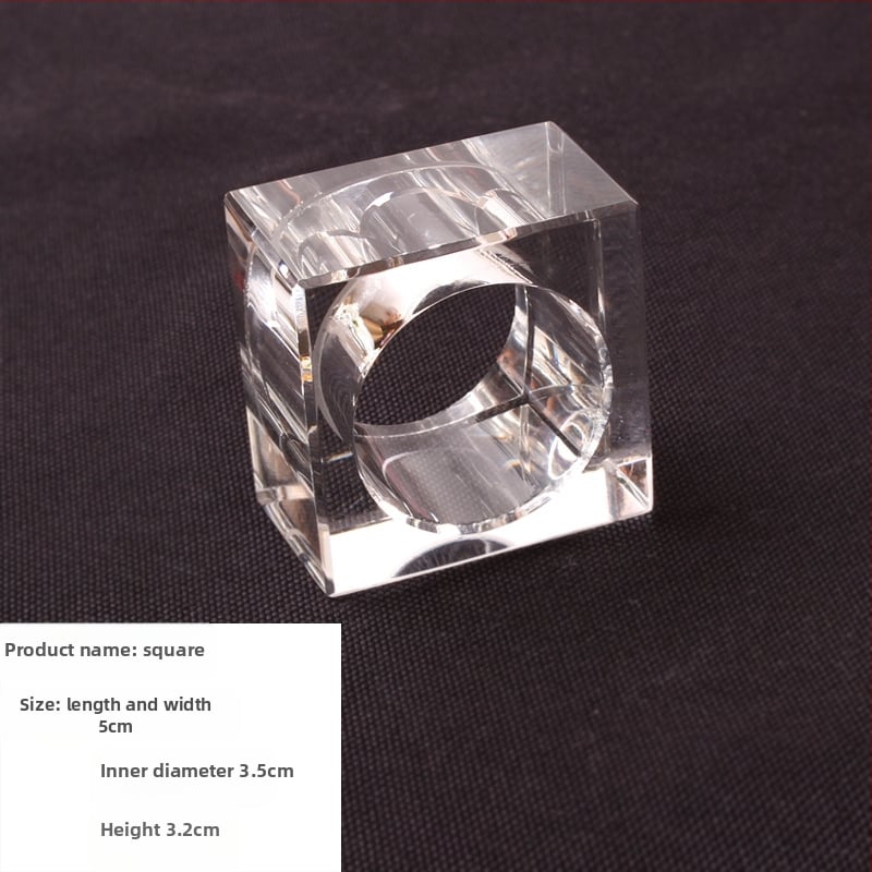 Kristallist salvrätirõngas, klaasist, polügonaalne/ringikujuline/ovaalne kuju, elektroplatineeritud viimistlus, loov muster, logom trükkimine, eraviisne brändi litsents