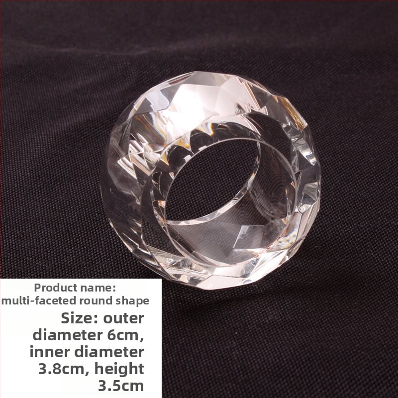 Kristallist salvrätirõngas, klaasist, polügonaalne/ringikujuline/ovaalne kuju, elektroplatineeritud viimistlus, loov muster, logom trükkimine, eraviisne brändi litsents