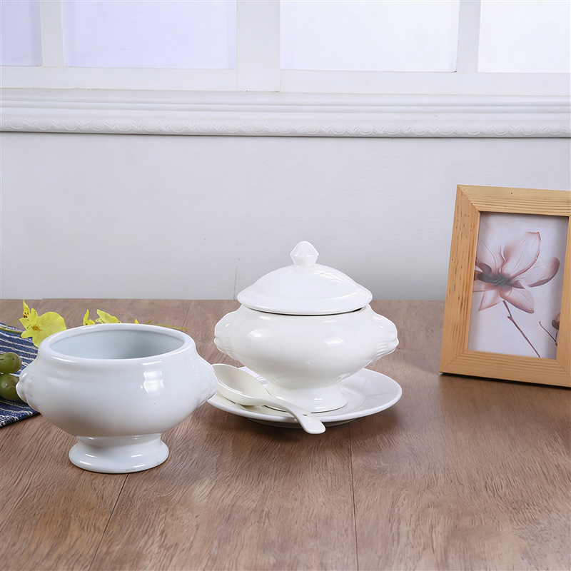 Porcelanska zdjela za juhu s glavom lava - mikrovalna sigurna, pod glazurom završni sloj, lagani luksuz retro stil