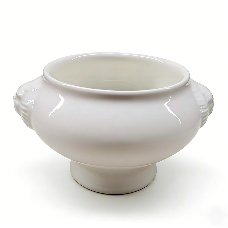 Porcelanska zdjela za juhu s glavom lava - mikrovalna sigurna, pod glazurom završni sloj, lagani luksuz retro stil