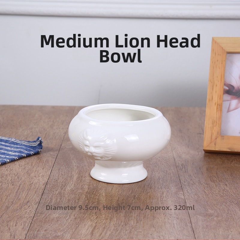 Porcelanska zdjela za juhu s glavom lava - mikrovalna sigurna, pod glazurom završni sloj, lagani luksuz retro stil