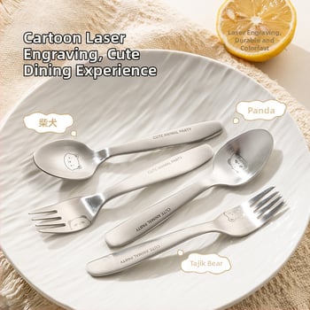 Laste lusikas, roostevabast terasest, panda kujundus, peegeldav viimistlus