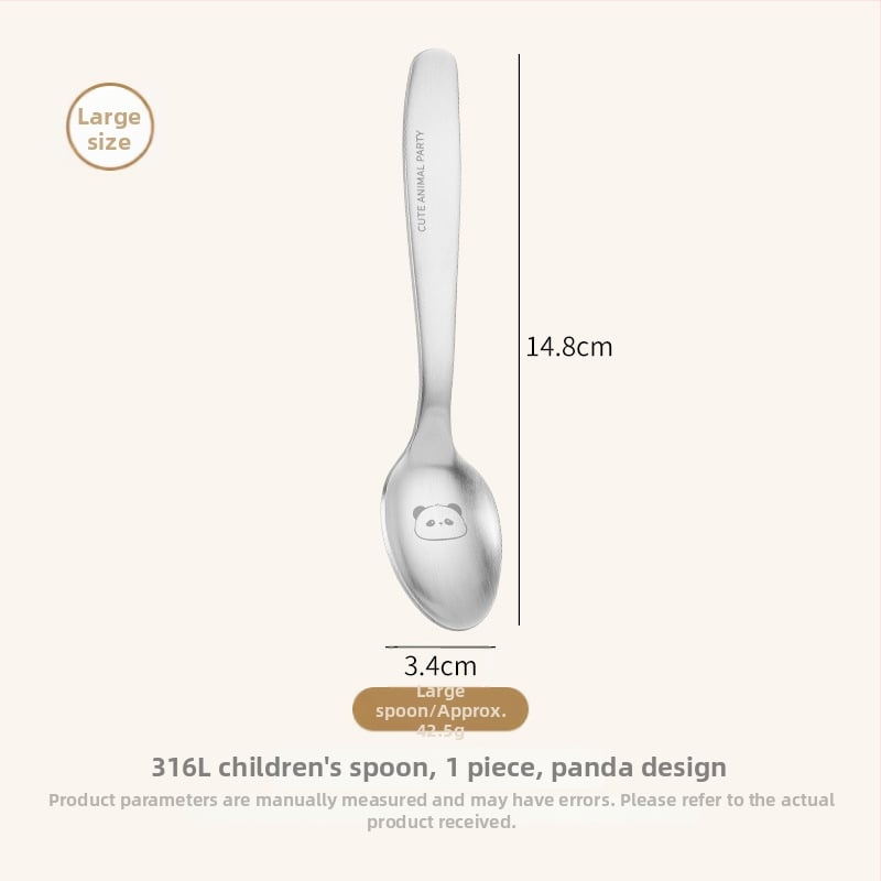 Laste lusikas, roostevabast terasest, panda kujundus, peegeldav viimistlus