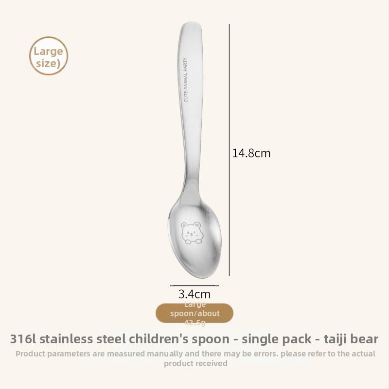 Laste lusikas, roostevabast terasest, panda kujundus, peegeldav viimistlus