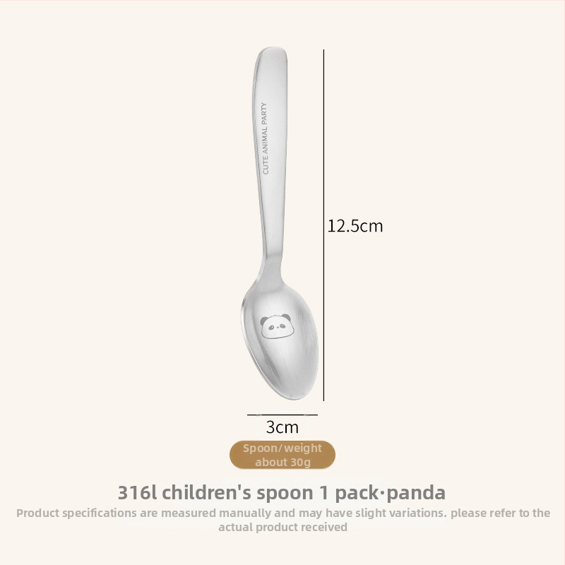 Laste lusikas, roostevabast terasest, panda kujundus, peegeldav viimistlus