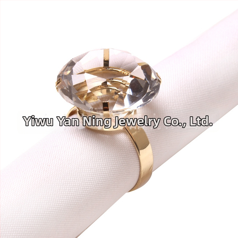 Obrúskový prsteň s diamantom – nerezová oceľ, elektrolytická povrchová úprava, moderný minimalistický štýl, tlačené logo, súkromná značka k dispozícii