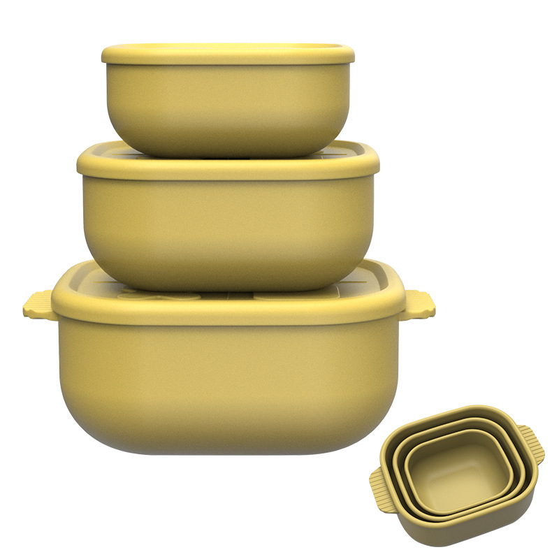 Силиконова кутия за обяд, квадратна, изолирана, подходяща за микровълнова, модерен минималистичен стил, многослойна кутия Бенто