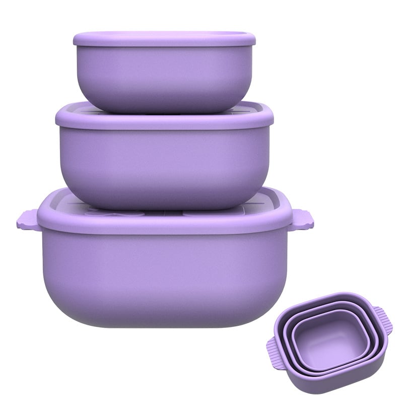 Силиконова кутия за обяд, квадратна, изолирана, подходяща за микровълнова, модерен минималистичен стил, многослойна кутия Бенто