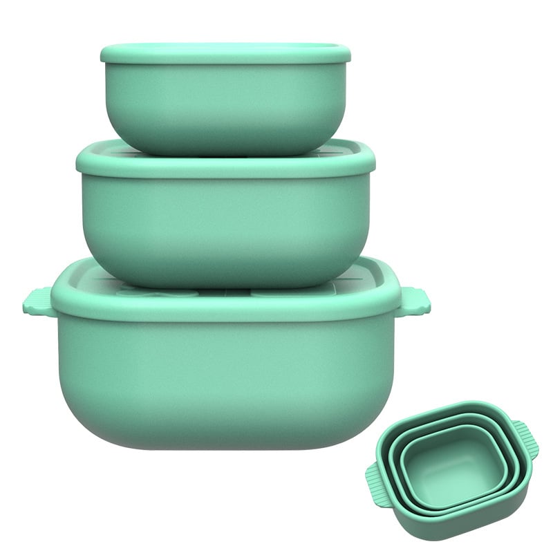 Силиконова кутия за обяд, квадратна, изолирана, подходяща за микровълнова, модерен минималистичен стил, многослойна кутия Бенто