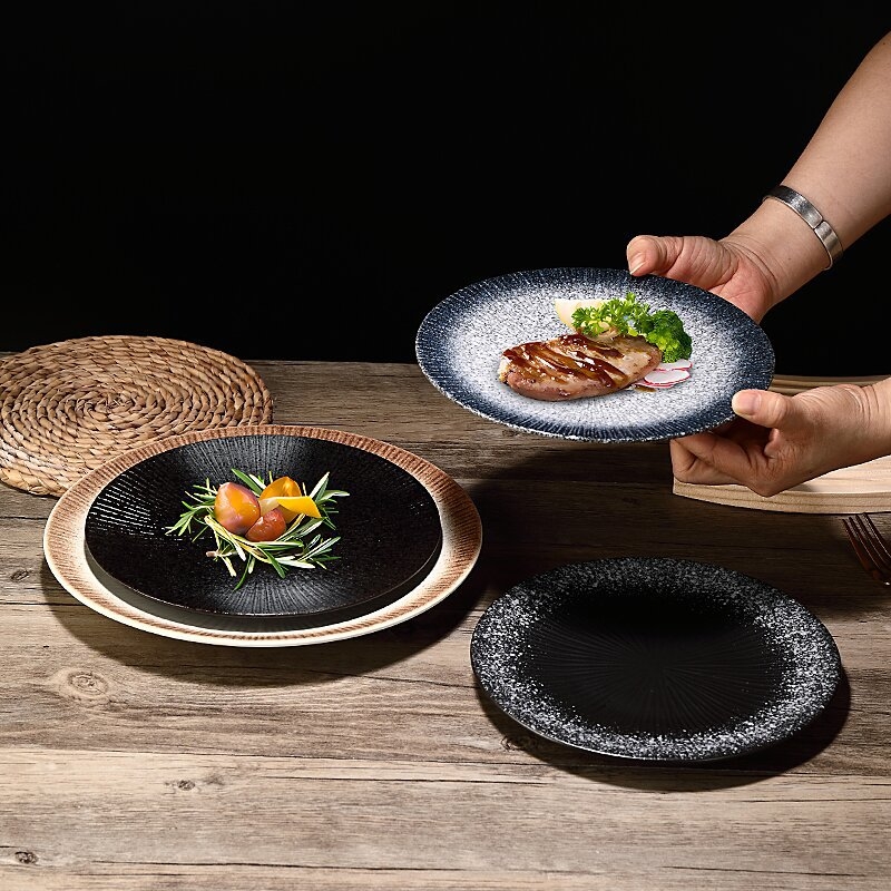 Keramički tanjur u japanskom stilu za sushi, tjesteninu i steak – vintage retro dizajn