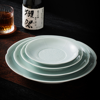 Farfurie adâncă din porțelan cu model floral, circular, stil minimalist modern, potrivit pentru microunde