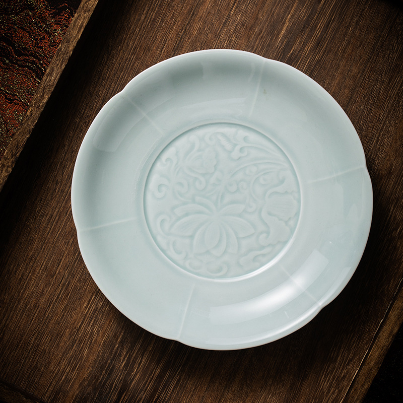 Farfurie adâncă din porțelan cu model floral, circular, stil minimalist modern, potrivit pentru microunde