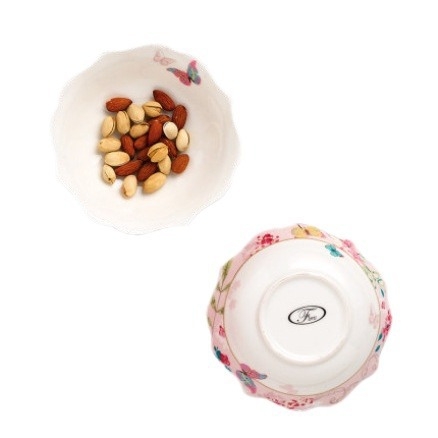 Zapadni tanjur od kostnog porcelana, nepravilnog oblika, cvjetni uzorak, glazirana površina, siguran u mikrovalnu