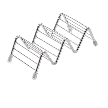 Suport din oțel inoxidabil pentru taco și tortilla, design în formă de V, cu 2 sau 3 compartimente