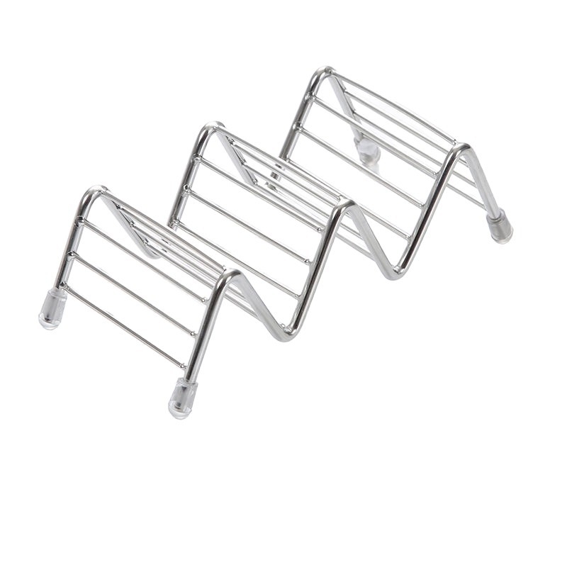 Suport din oțel inoxidabil pentru taco și tortilla, design în formă de V, cu 2 sau 3 compartimente