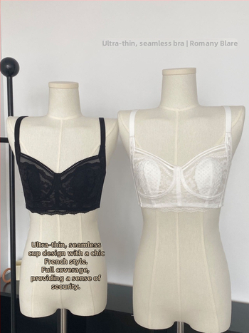 Romani Sutien pentru femei, din nailon, cupe turnate ultra-subțiri, cupe cu urechi de iepure, închidere spate cu patru rânduri, căptușeală din spandex