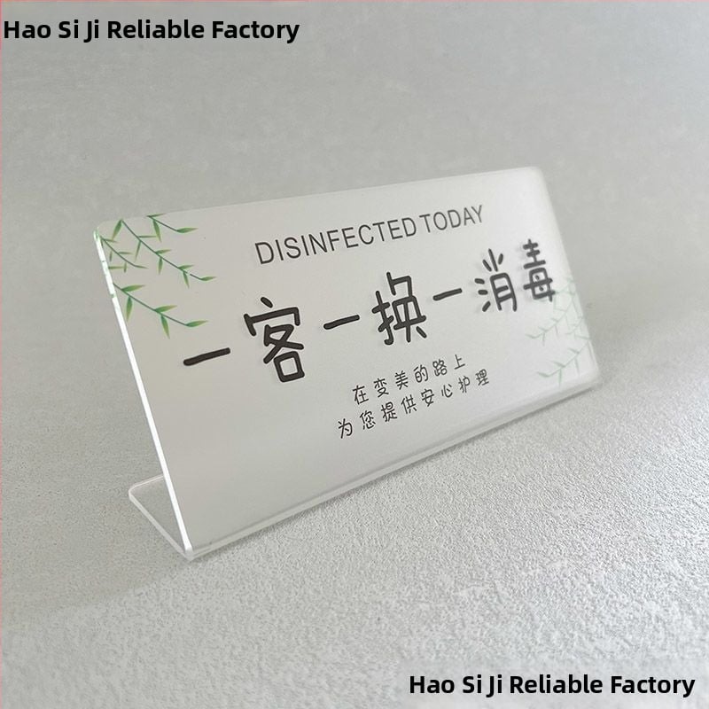 Dezinfekcijas zīmes displeja statīvs – akrils, korejiešu stils, viesnīcām