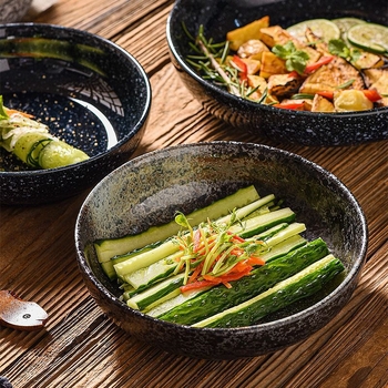 Japanski stil porculanski okrugli tanjur za restorane, hotele i kućnu uporabu, s podgalazurnom završnom obradom