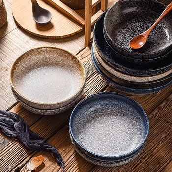 Japanski stil porculanski okrugli tanjur za restorane, hotele i kućnu uporabu, s podgalazurnom završnom obradom