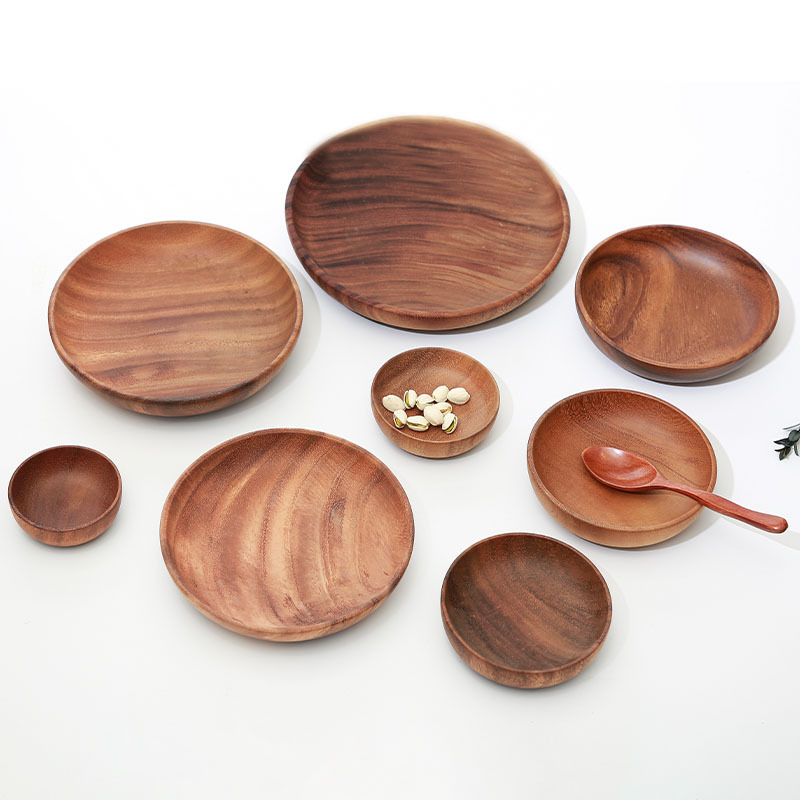 Platou pentru fructe, rotund din lemn, suprafață vopsită manual, simplitate modernă, opțiune de personalizare