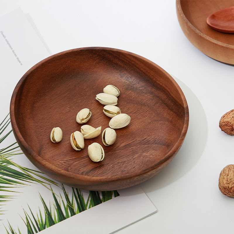 Platou pentru fructe, rotund din lemn, suprafață vopsită manual, simplitate modernă, opțiune de personalizare