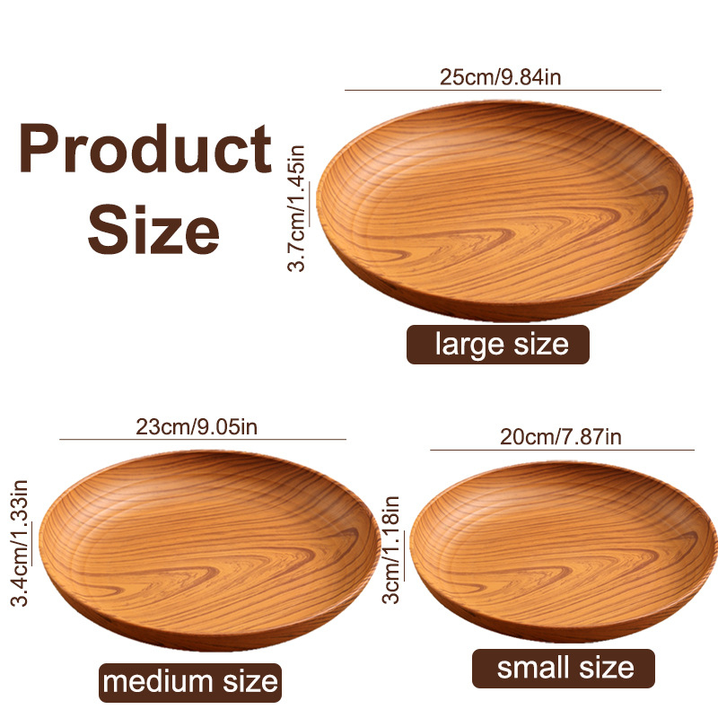 Okrugla PP ploča s uzorkom drveta, prugasti uzorak, ruralni stil, kompatibilna s mikrovalnom pećnicom