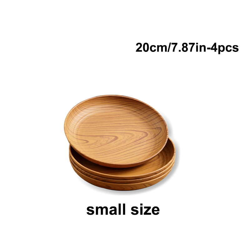 Okrugla PP ploča s uzorkom drveta, prugasti uzorak, ruralni stil, kompatibilna s mikrovalnom pećnicom