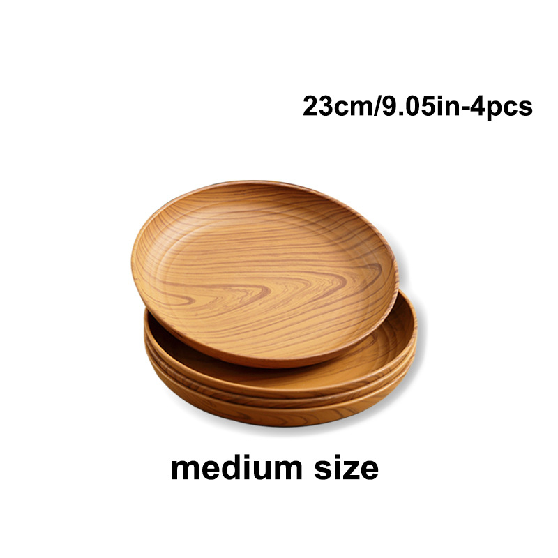 Okrugla PP ploča s uzorkom drveta, prugasti uzorak, ruralni stil, kompatibilna s mikrovalnom pećnicom