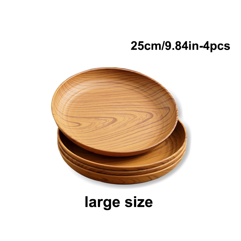 Okrugla PP ploča s uzorkom drveta, prugasti uzorak, ruralni stil, kompatibilna s mikrovalnom pećnicom